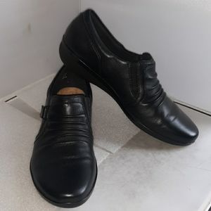 Clarks Everlay Coda Black Ruched Loafer Womens 10N